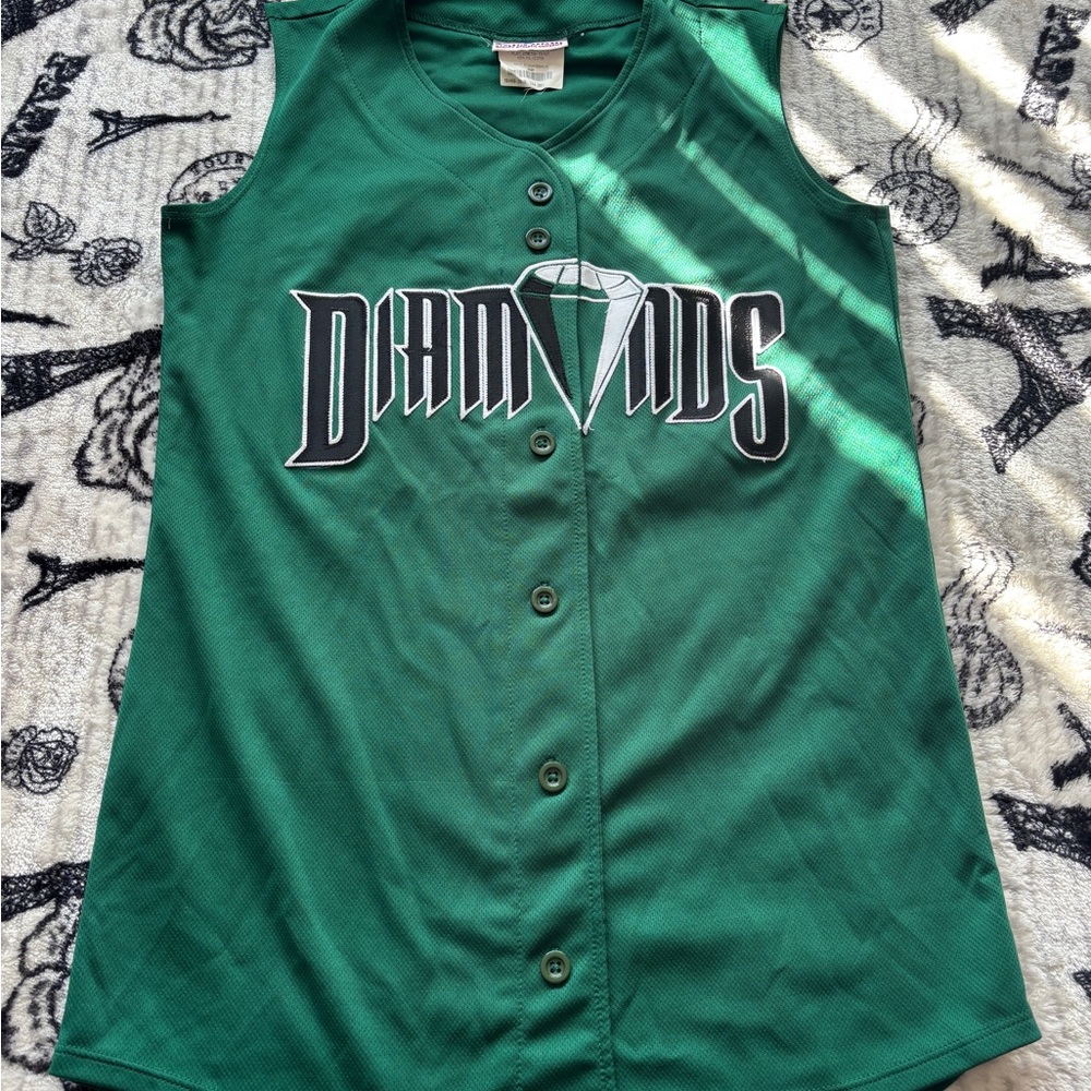 Teamwork Size S(34-36) Green Mesh Sleeveless shirt Diamond #19